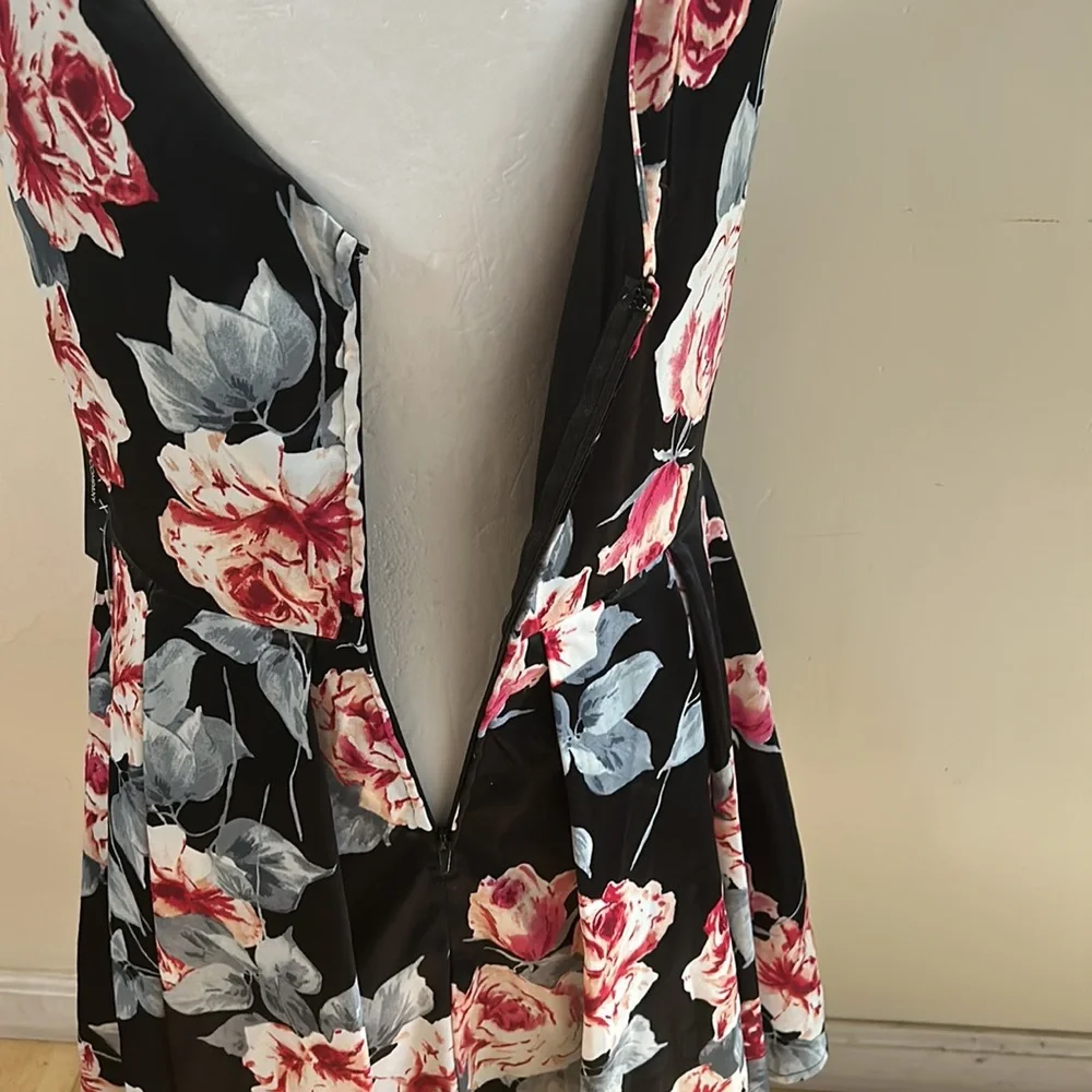 Trixxi Black Multicolor Floral Printed Pleated Dress